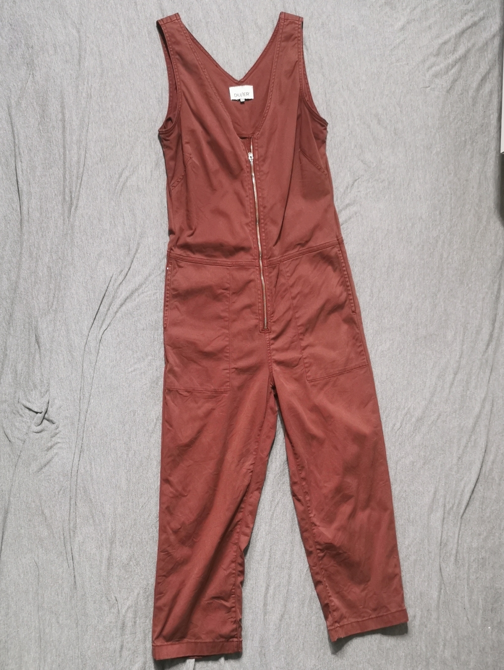 DU/ER Women's Jumpsuit Medium Brick Red Cotton Blend